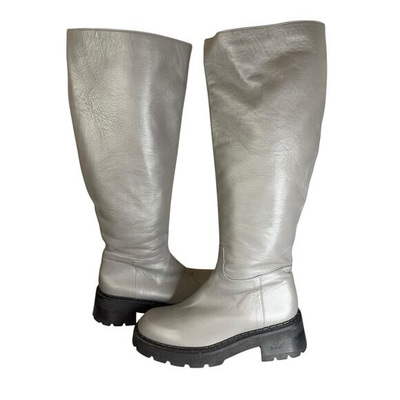 BY FAR Gray Russel Knee‑High Boots EU 41 US 10 Grained Nappa Cement Leather - Picture 3 of 12